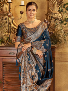 Mehrang Self Design Banarasi Silk Blend Saree