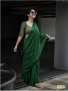 Shyamali Boutique Solid/Plain, Woven Handloom Cotton Blend Saree