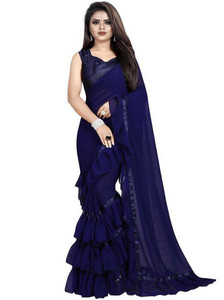 Glamour Hub Solid/Plain, Printed Daily Wear Georgette Saree