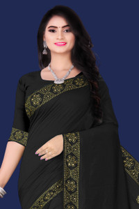 Rudra Fab Temple Border Maheshwari Organza, Lace Saree
