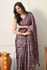 MIRCHI FASHION Printed, Striped Leheria Chiffon, Georgette Saree