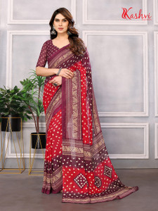 Printed Bandhani Georgette Saree
