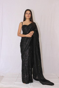 zili Striped, Embroidered Daily Wear Georgette Saree