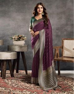 Satrani Dyed, Self Design, Woven Banarasi Georgette Saree