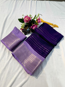 RAAVIENTERPRISE Striped Mysore Silk Blend Saree