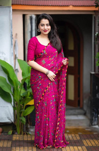 Adroit Management Printed Bollywood Chiffon Saree