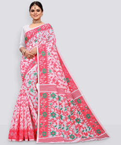 ANISSA SAREE बुना हुआ जामदानी कॉटन ब्लेंड साड़ी