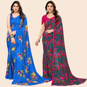 kashvi sarees Paisley, Ombre, Geometric Print, Floral Print, Striped, Checkered, Self Design, Printed Daily Wear Georgette Saree