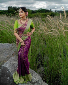 PHEASANT Woven Kanjivaram Jacquard, Art Silk Saree