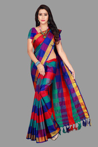 Shaibo saree Checkered Daily Wear Cotton Silk Saree