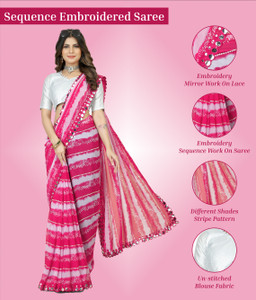GAVUBAA Printed, Digital Print, Striped Bollywood Georgette Saree