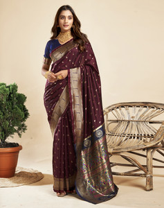 SIRIL Self Design, Woven Paithani Silk Blend Saree