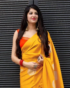 SEASON FAB Self Design, Applique, Blocked Printed, Checkered Banarasi Jacquard, Art Silk Saree
