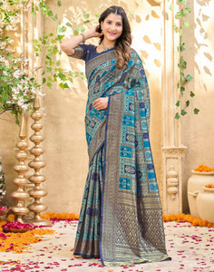 Samah Woven, Embellished Banarasi Silk Blend Saree