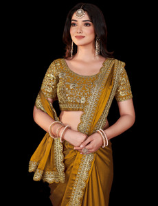 Pireva Embellished Bollywood Silk Blend, Satin Saree