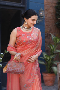 Krishna R fashion Self Design Bollywood Organza Saree