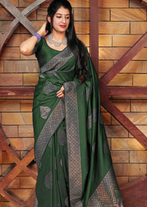 Mishita Enterprise Woven Kanjivaram Jacquard, Pure Silk Saree