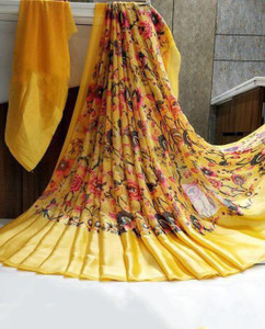 Ghan Sals Floral Print Daily Wear Satin Saree