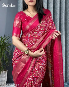 Vraggi Printed Bollywood Art Silk, Silk Blend Saree