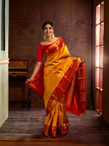 Bansari Textiles Embellished, Applique Kanjivaram Art Silk Saree