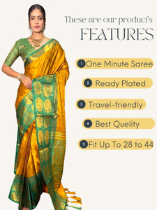 VILLAGIUS Woven Dharmavaram Cotton Silk Saree