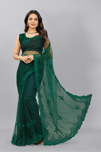 Barkiya Creation Embroidered Bollywood Net Saree