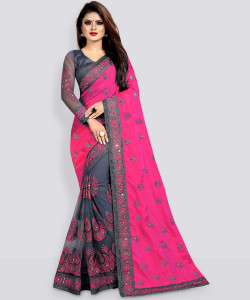 b bella creation Embroidered, Embellished Bollywood Net Saree