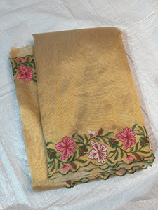 MT textiles Embroidered Banarasi Tissue Saree