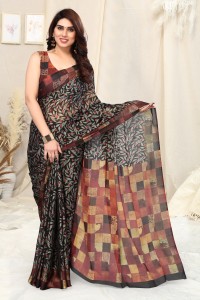 MIRCHI FASHION Printed, Checkered Daily Wear Chiffon Saree
