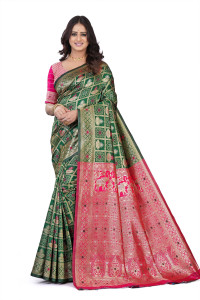 KWIZY CANOPI Woven Patola Cotton Silk, Jacquard Saree