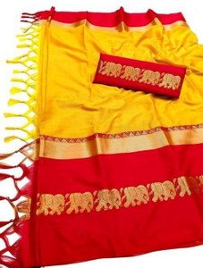Aahirat Woven Kanjivaram Cotton Silk Saree