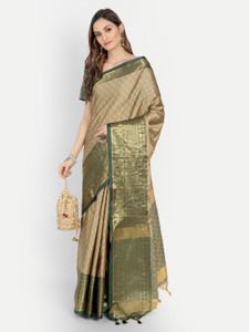 VILLAGIUS Self Design, Woven Mysore Cotton Silk Saree