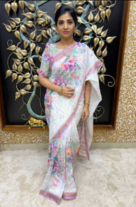 Mervadiya Self Design Kanjivaram Cotton Linen, Linen Saree