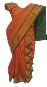 Mom and Me Solid/Plain Paithani Silk Blend Saree