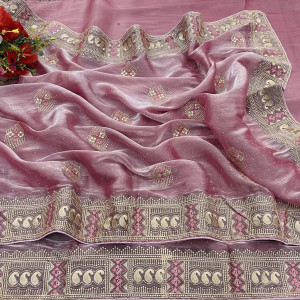 QVIDYA Embroidered Baluchari Organza, Silk Blend Saree