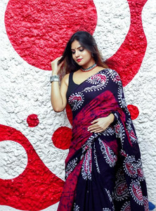 khaatu Printed Hand Batik Pure Cotton Saree