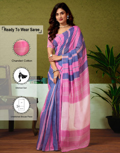 Samah Floral Print, Geometric Print, Printed Sambalpuri Chanderi, Cotton Blend Saree