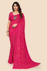 Kanooda Prints Printed Bandhani Georgette Saree