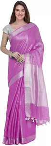 HAIDER ALI AND SONS Solid/Plain Bhagalpuri Cotton Linen Saree