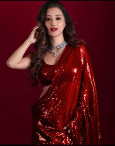 Anjani Textile Embroidered, Embellished Bollywood Georgette Saree