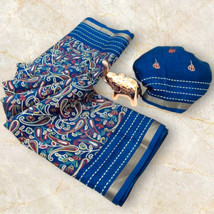 Bhuwal Fashion Printed Kalamkari Muslin Saree