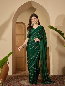 Dori Embroidered, Embellished Bollywood Silk Blend Saree