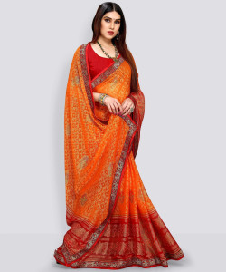EMV Printed Bollywood Brasso, Chiffon Saree