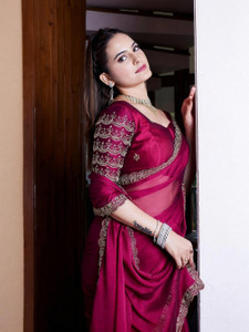 KONICA FAB Embroidered Bollywood Chiffon Saree