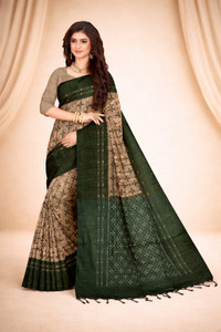 Quetzal Printed Sambalpuri Pure Cotton Saree