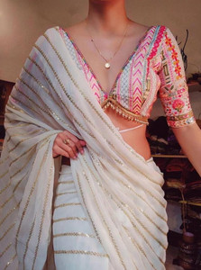 JOVTY Embellished Bollywood Georgette Saree