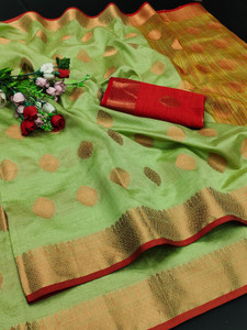 MUSHAK Woven Gadwal Jacquard, Cotton Silk Saree
