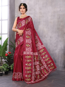 YASHIKA Printed Kalamkari Art Silk Saree