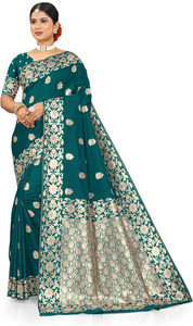 PRISHIV TEXTILE Paisley, Floral Print, Woven Paithani Polyester Saree