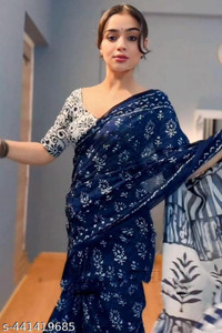 Shiv Clothe Printed Ikkat Pure Cotton Saree